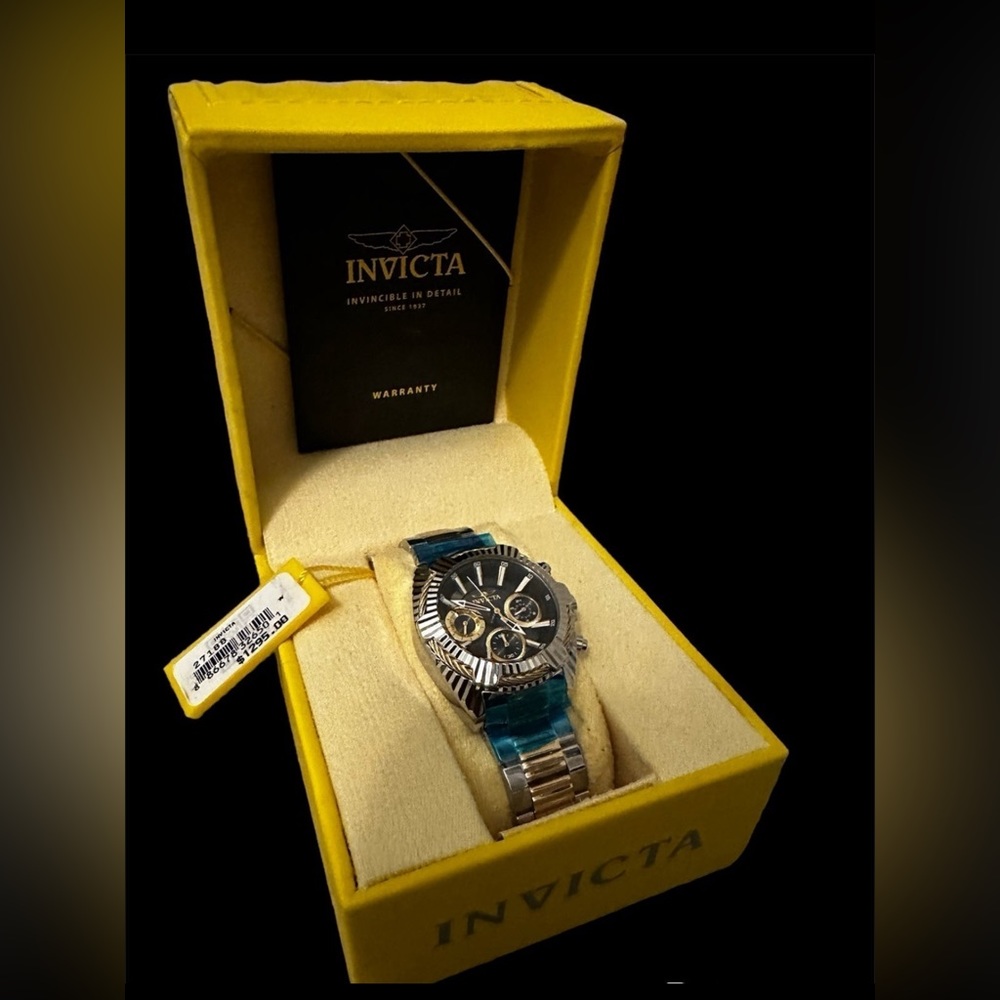 New Invicta 27188 - Unisex 38mm Chronograph Black Dial Two Tone Bolt